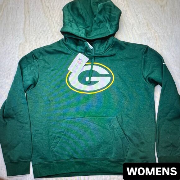 NEW LG WOMENS Green Bay Packers Nike Team Logo Pullover Hoodie Green - Picture 1 of 14